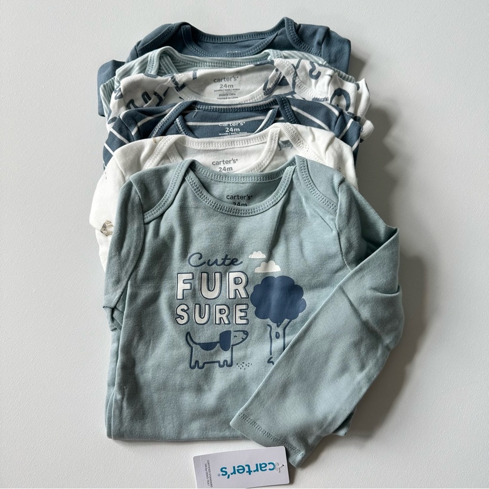 Carters 6pc. Long Sleeve Onesies Boys Bundle